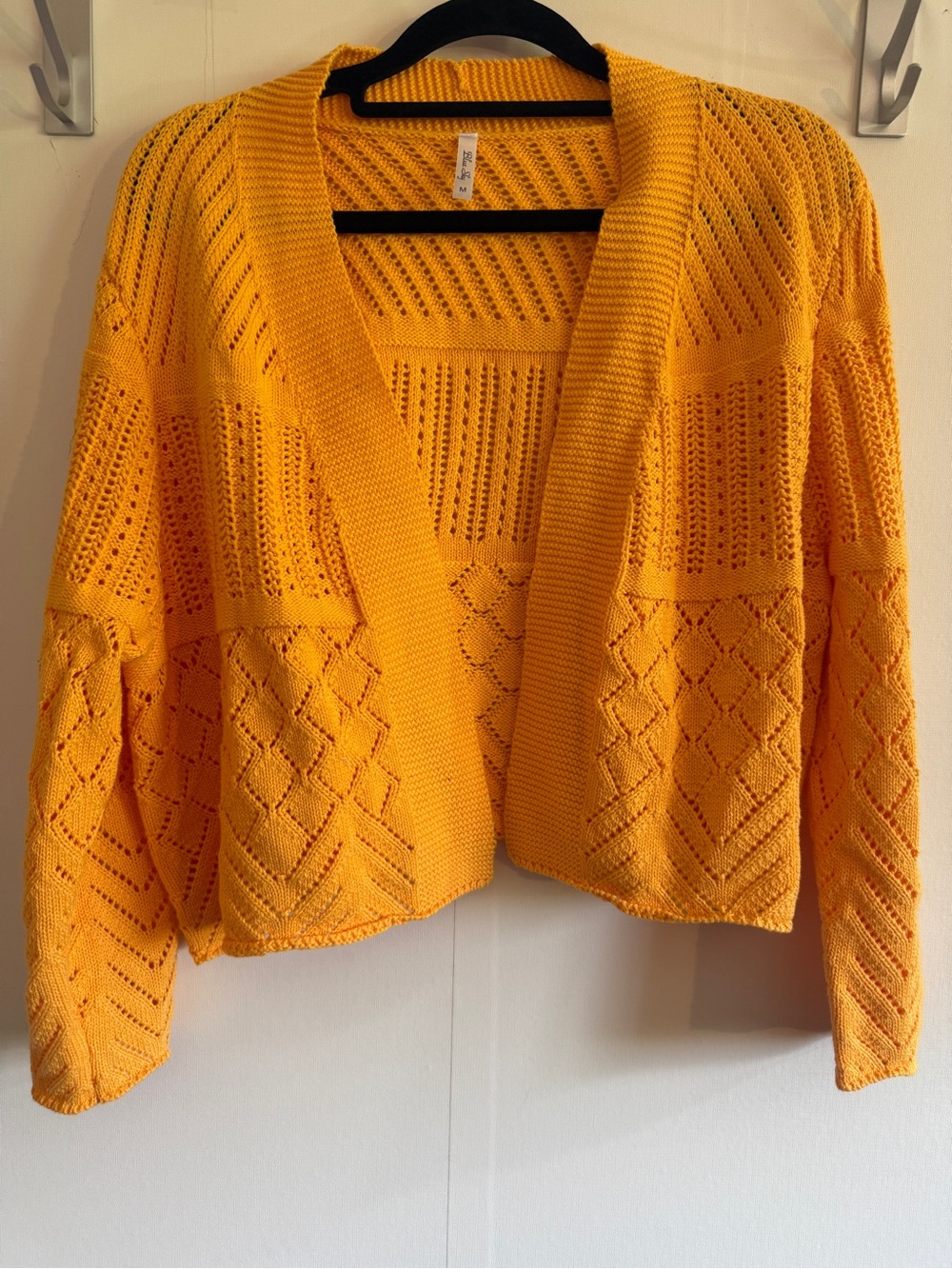 3 for $40 - Blue Sky Tangerine Open Knit Cotton Cardigan Sweater Boho Cottagecor